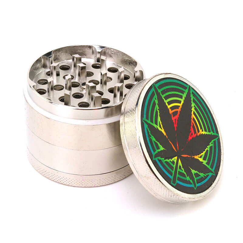 Silver "Leaf" Grinder 4-Parti Aperto