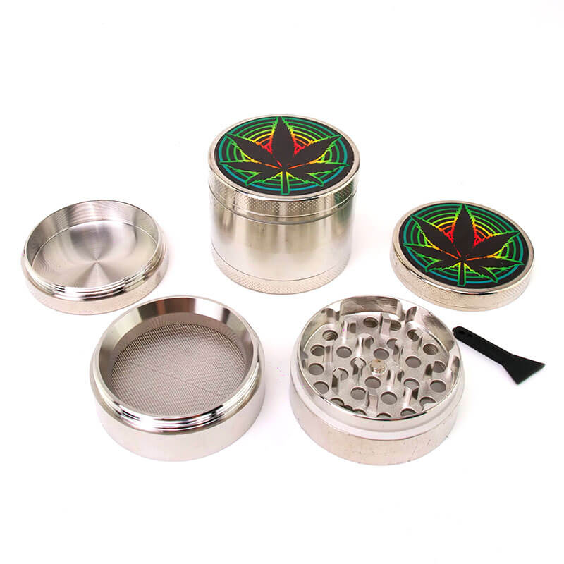 Silver "Leaf" Grinder 4-Parti