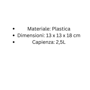 Vaso Quadrato 13×13×18 cm 2,5L Specifiche Prodotto
