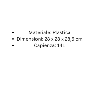 Vaso Quadrato 28×28×28,5 cm 14L Specifiche Prodotto